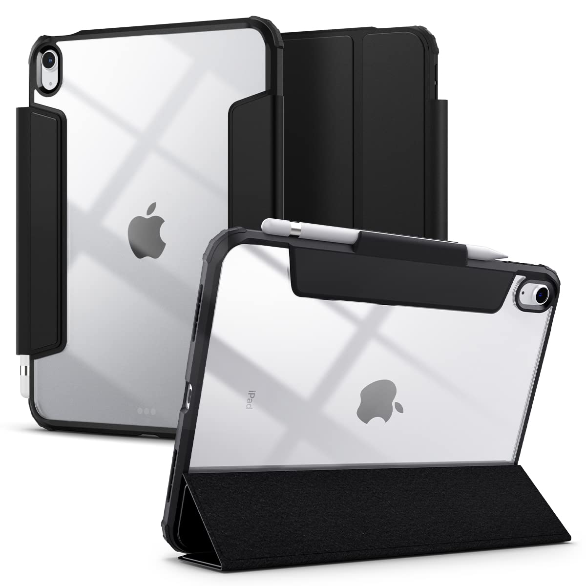 Spigen For Ipad 11Th Generation Case A16 (2025), Ipad 10Th Generation Case (2022), 10.9 Inch Ultra Hybrid Pro, Protective Tri Fold Cover With Transparent Back And Pencil Holder, Black