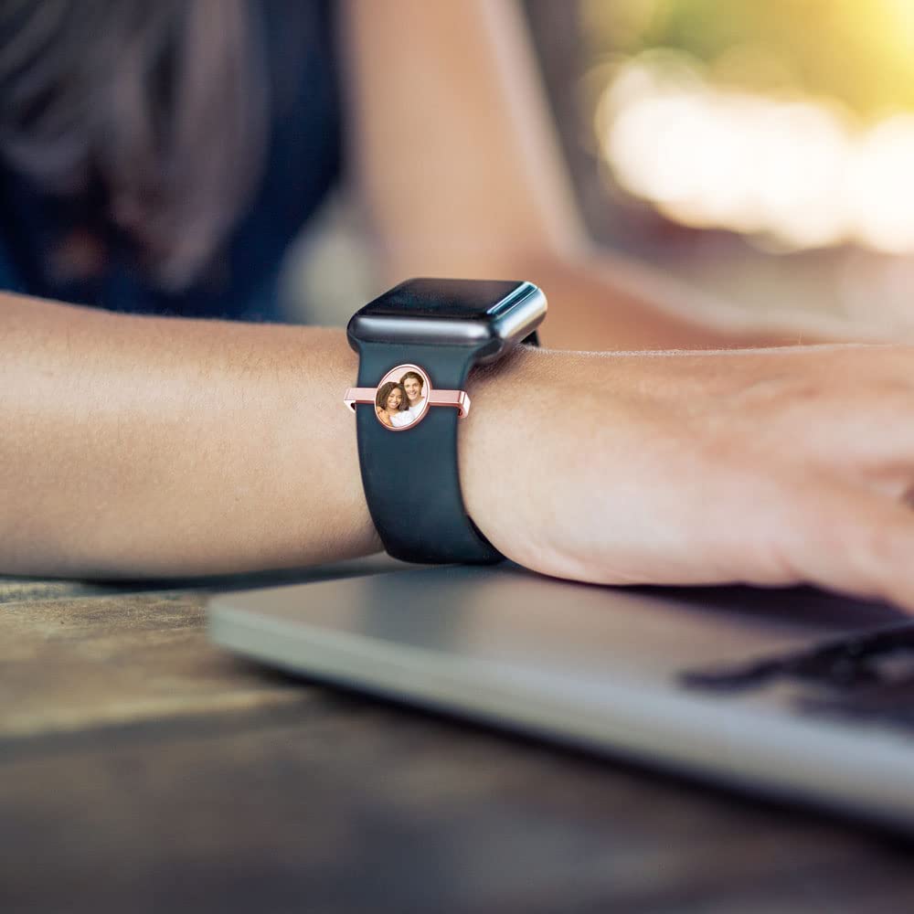 Picturesongold.Com Smart Watch Photo Charm In Yellow Gold Plated Oval Shape