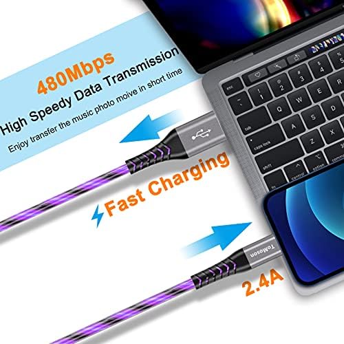 Led Iphone Charger Cord Light Up Lightning Cable | Mfi Certified Apple Charger | Cool Usb Fast Charging For Iphone 14 13 12 11 Pro Max Xr X Se 8 Plus, Ipad Ipod And More (Purple, 6Ft)