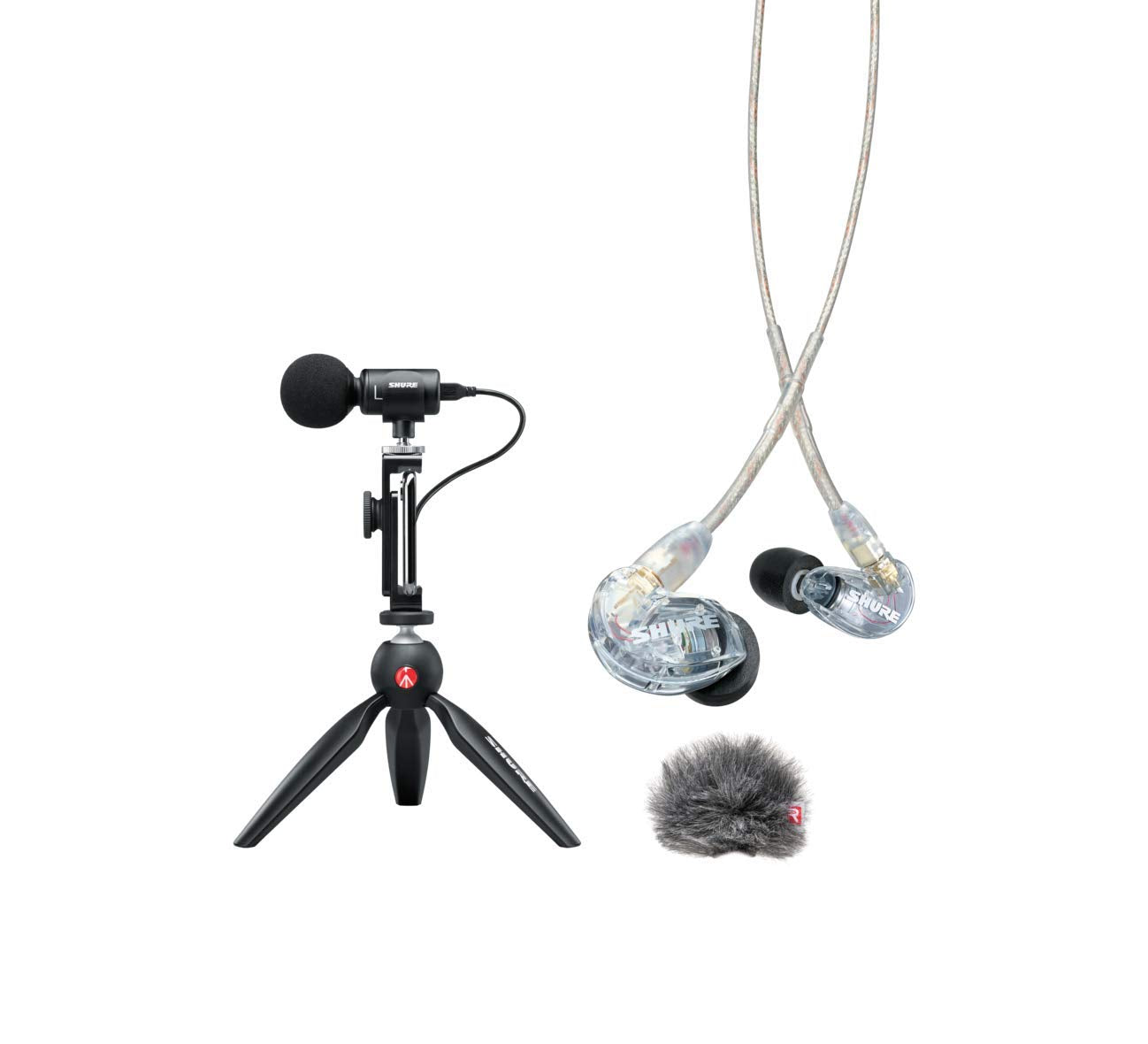 Shure Portable Videography Kit   Professional Recording Rig With Mv88+ Iphone Mic, Manfrotto Pixi Tripod, Phone Clamp, Mount, Am