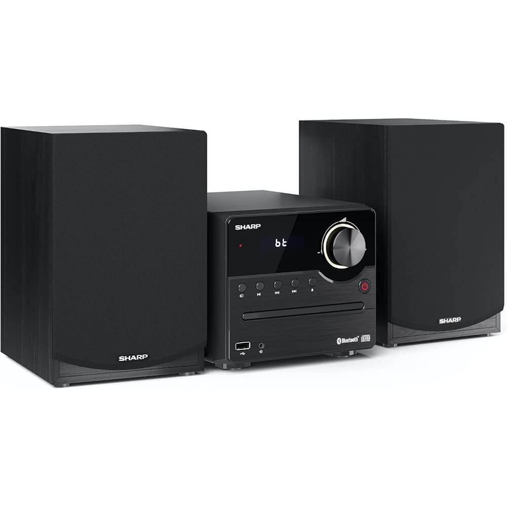Sharp Xl B512 Micro Component Wireless Bluetooth Audio Streaming & Cd Player Wood Speaker System + Remote, Usb Port, Mp3 Playbac