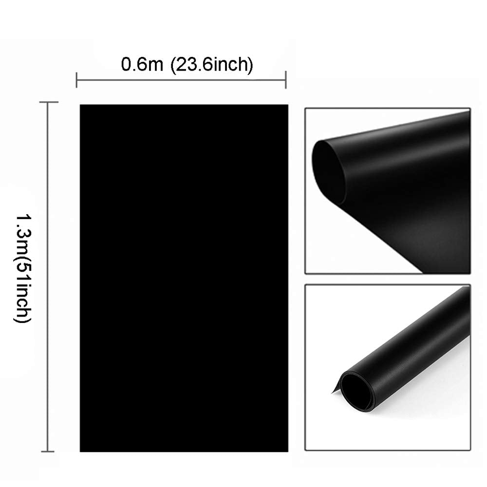 Meking Black Pvc Photography Backdrop Matte & Reflective Pvc Background 24X51Inches (60X130Cm) Dual Side Vinyl Photo Backdrop Fo
