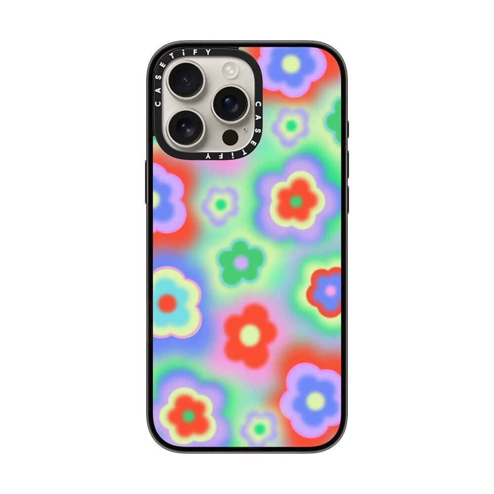 Casetify Compact Case For Iphone 16 Pro Max [Lightweight / 4 Ft. 2X Military Grade Drop Protection/Slim]   Acid Flowers   Clear