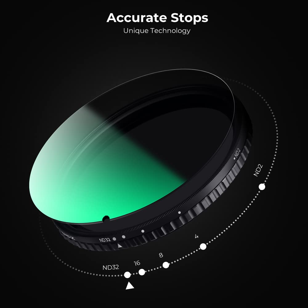 K&F Concept 82Mm Variable Nd Filter Nd2 Nd32 Camera Lens Filter (1 5 Stops) No X Cross Hd Neutral Density Filter With 28 Multi Layer Coatings Waterproof (Nano X Series)