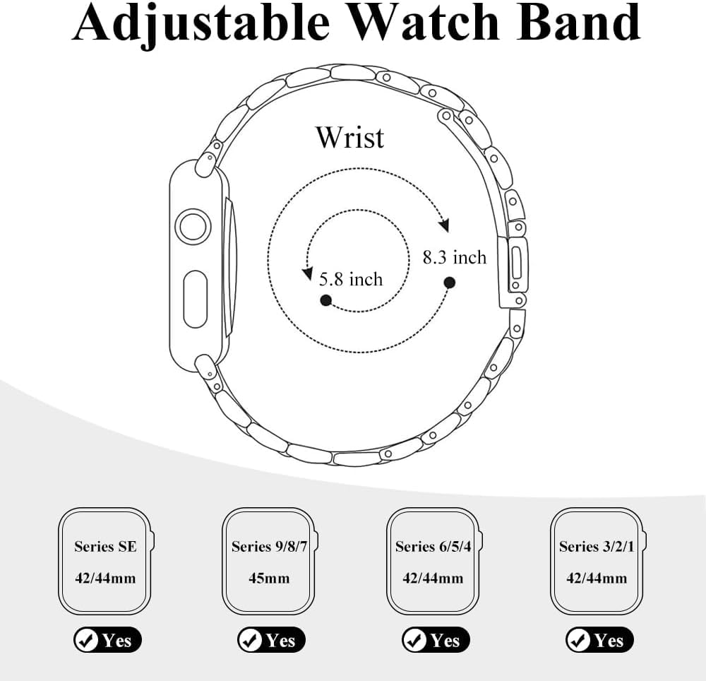 Csjcubic Metal Band Compatible With Apple Watch Band 38Mm 40Mm 41Mm 42Mm 44Mm 45Mm For Women, Slim And Thin Stainless Steel Repl