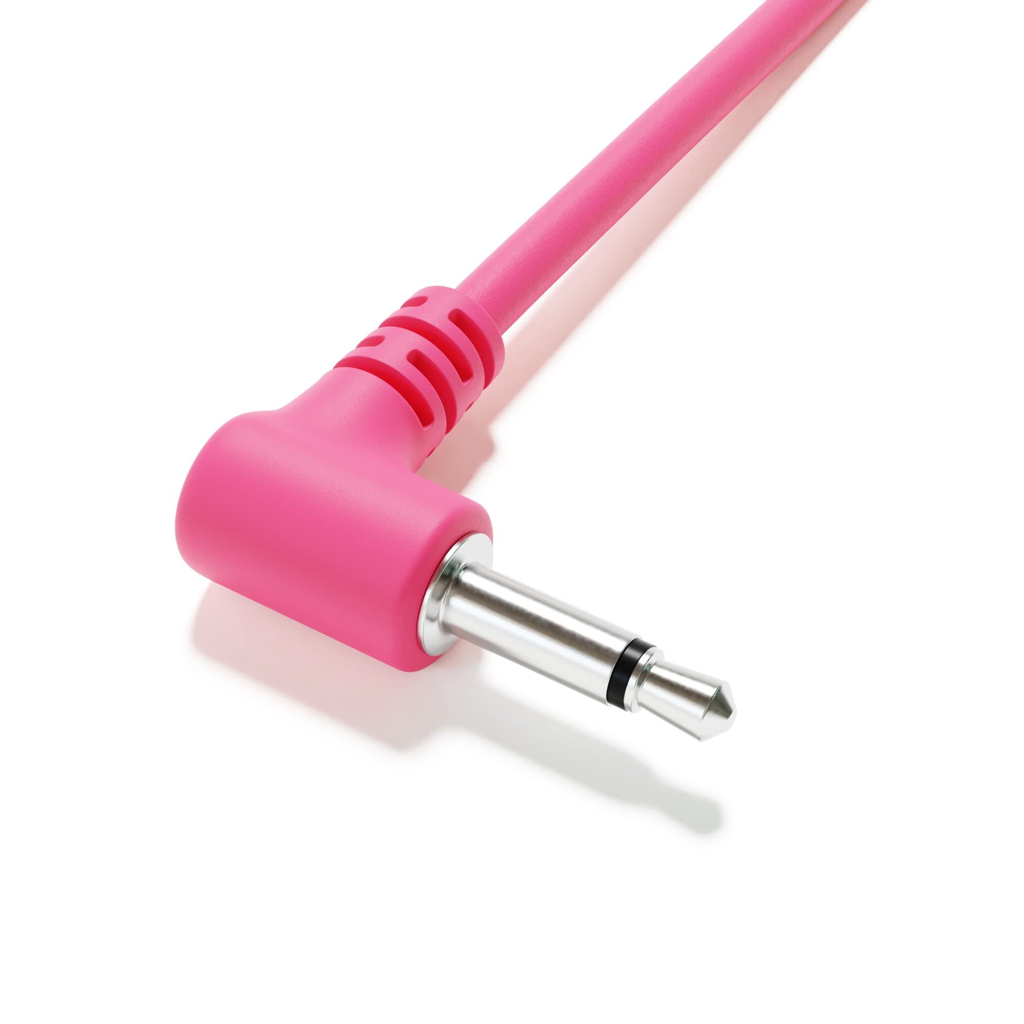 Excelvalley - 5-Pack - Right Angle Mono Modular Patch Cables - 3.5Mm 1/8 Eurorack Synthesizer [Pink | 200 Cm - 78.74]