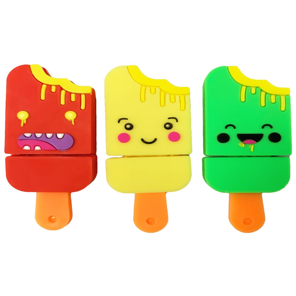 Borlterclamp Usb Flash Drive Pack Of 3 Pcs (32Gb X 3), Cute Popsicle Shaped Usb Drive Thumb Drive Memory Stick For External Data Storage