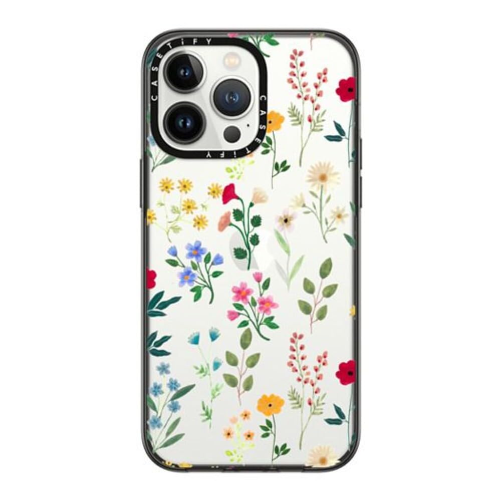 Casetify Compact Iphone 14 Pro Max Case [2X Military Grade Drop Tested / 4Ft Drop Protection]   Spring Botanicals 2   Clear Blac