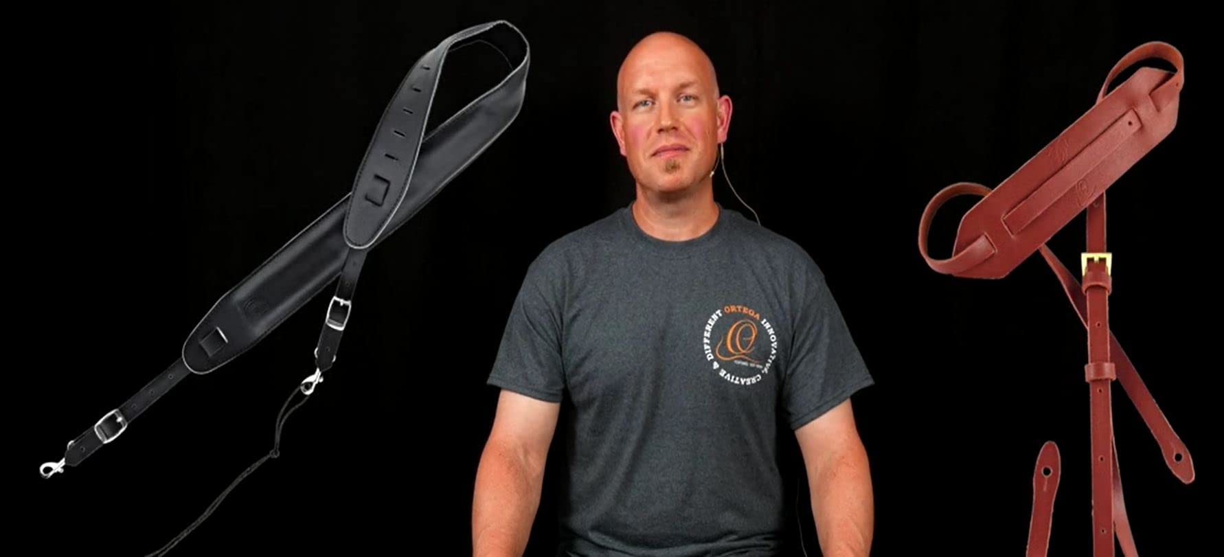 Ortega Guitars Standard Leather Mandolin Strap (Osm Bk)