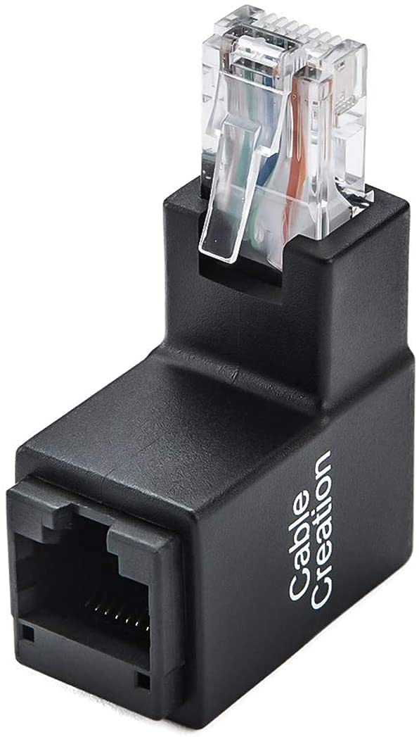 Cablecreation 2 Pack Ethernet Adapter, Cat5E/Cat6 Up Angle Ethernet Adapter, 90 Degree And 270 Degree Rj45/8P8C Ethernet Female