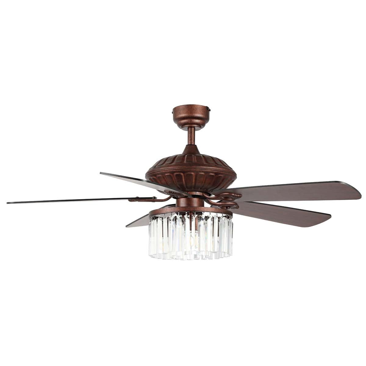 Safavieh Lighting Collection Laurila Rust/Crystal 3 Light 52 Inch Indoor Ceiling Fan With Remote