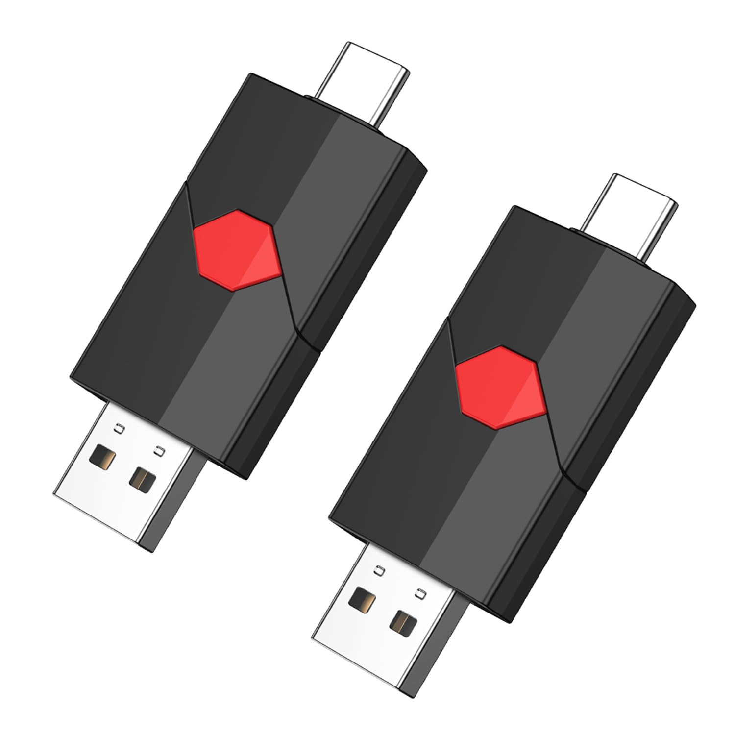 Aiibe 128Gb Usb C Flash Drive 2 Pack Dual Drive Type C + Usb A 128Gb Usb 2.0 Drive Push Pull Usb C Memory Stick Usb C Thumb Drive For Iphone 15 Android Phones Tablet Computer (2 Pack)