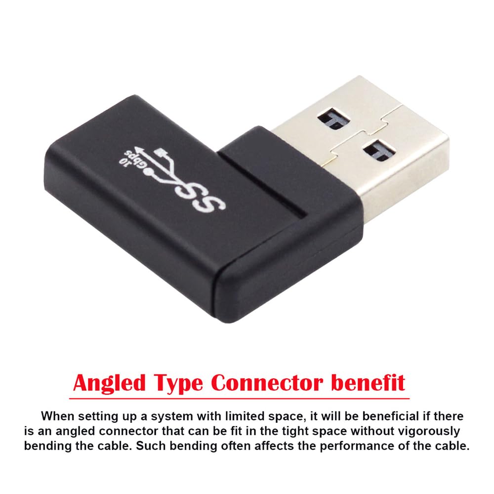 Nfhk Usb C Type C Female To Usb 3.0 A Male Data Adapter Flat Horizontal 90 Degree Right Angled For Laptop Desktop