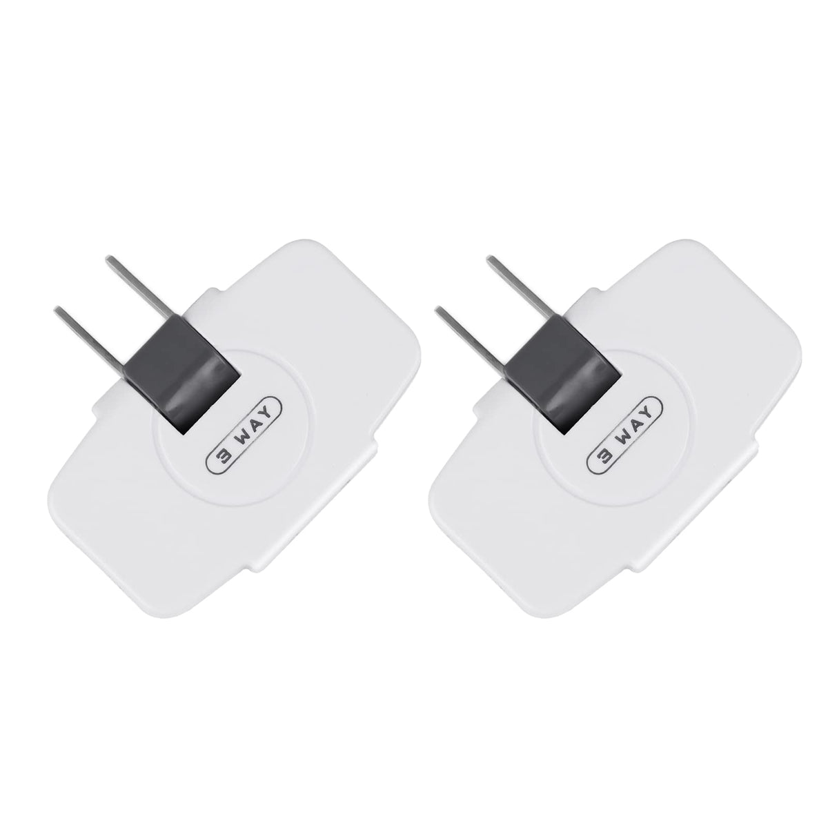 Sycon Outlet Wall Adapter, 2 Prong Swivel Ungrounded Indoor Ac Mini Plug Wall Tap White (3 Way 2 Pack)