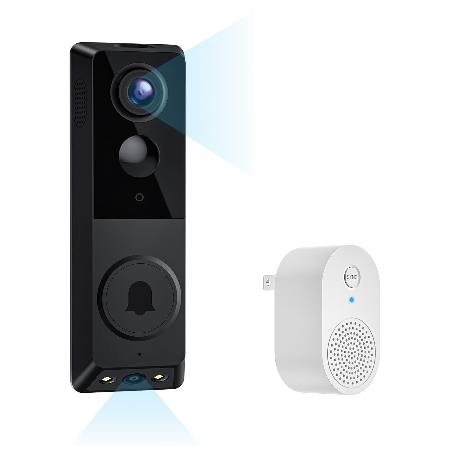 Boomchill Security Video Doorbell Camera (Battery Powered), 2 Cameras (People And Package), Color Night Vision, Ai Human Detecti