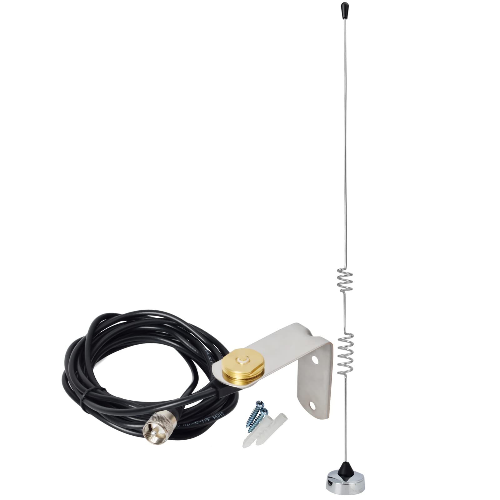 Hys Dual Band Nmo Antenna, Vhf/Uhf Pre Tuned Amateur, W/13Ft Low Loss Rg58/U Coaxial Cable With Uhf Male(Pl259), Stainless Steel