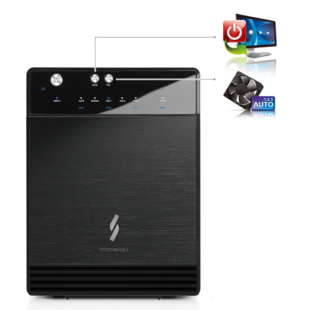 Mediasonic Usb 3.2 4 Bay 3.5    Sata Hard Drive Enclosure - Usb 3.2 Gen 2 10Gbps Type C | Usb-C (Hf7-Su31C) Support 22Tb Hdd