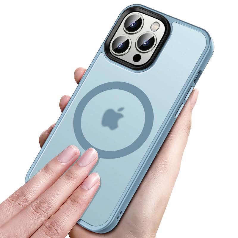 Yzoiko Magnetic Case For Iphone 14 Pro Max Case [10Ft Grade Drop Tested & Compatible With Magsafe] Translucent Anti Fingerprint