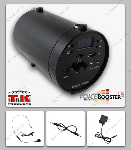 Voicebooster Voice Amplifier & Mp3 Player 25Watts Black Mr Ak38 By Tk Products,Portable, For Teachers, Coaches, Tour Guides, Presentations, Costumes, Etc.