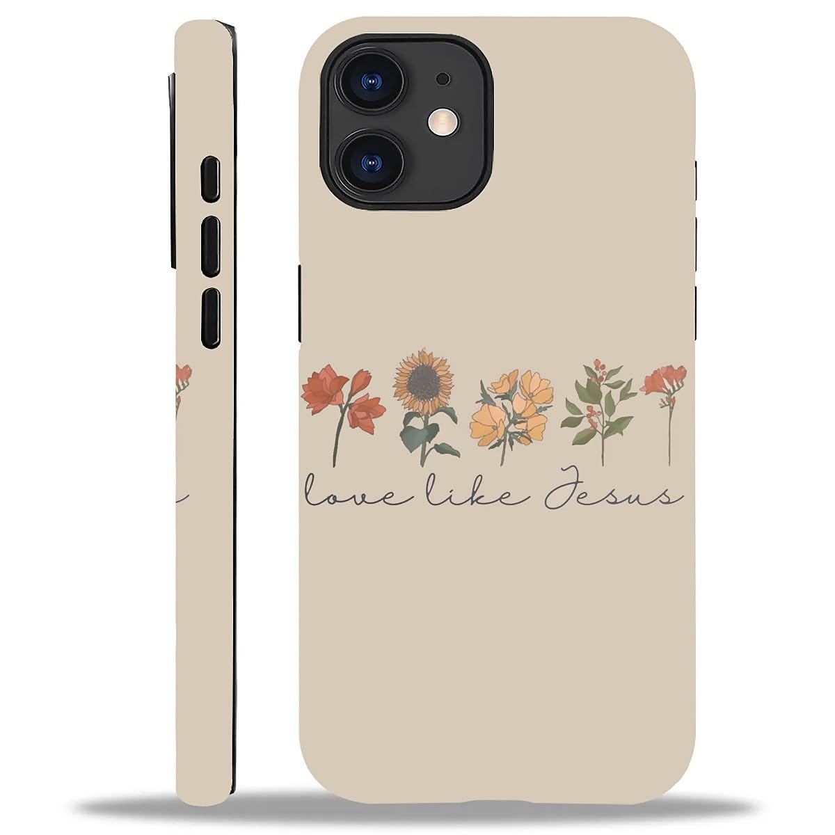 WANKBLC Compatible with iPhone 11 Matte Case, Love Like Jesus Religious Faith Flower Pattern for Girl Full Body Design Soft Sili