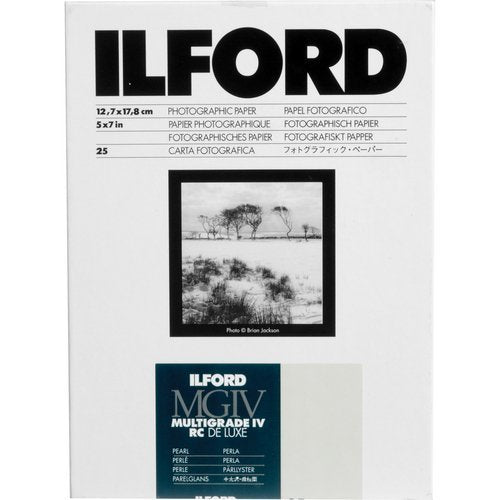 Ilford 1168309 Multigrade Iv Rc Deluxe Resin Coated Vc Variable Contrast Black & White Enlarging Paper   5X7 25 Sheets   Pearl Surface