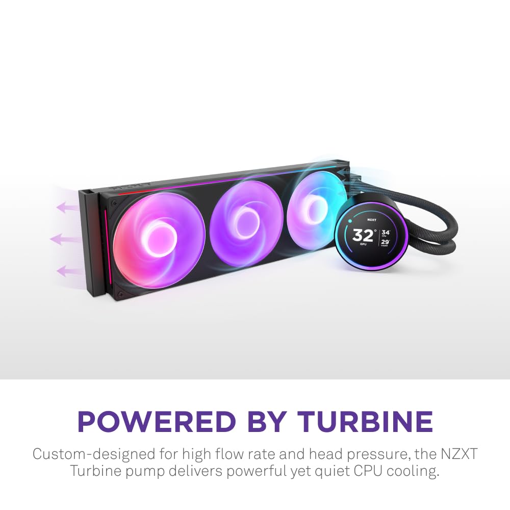 Nzxt Kraken Elite 360 Rgb 2024   Aio Cpu Liquid Cooler   360Mm Radiator   F360 Rgb Core Fan   Customizable 2.72'' Ips Lcd   Nzxt