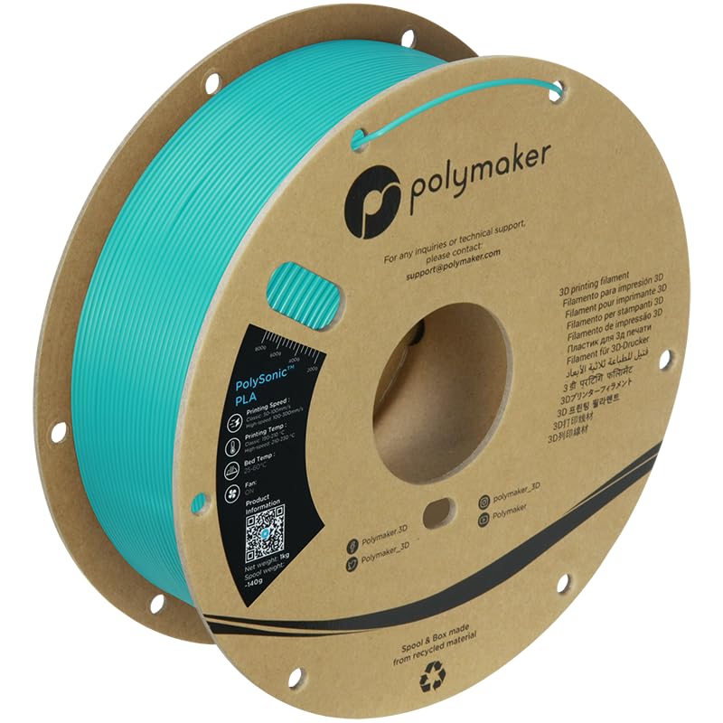 Polymaker High Speed Pla Pro Filament 1.75Mm, Polymaker Teal Polysonic Pla Pro 3D Printer Filament 1Kg - Stronger Fast Printing