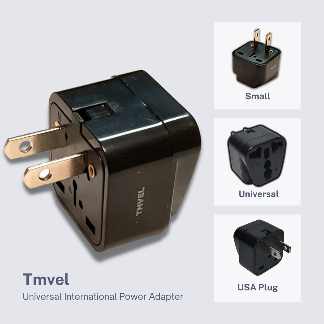 Tmvel Universal International Power Adapter Plug Tip Converter   Convert Europe, Eu/Uk/Cn/Au To Usa   Great For Cell Phone Charg