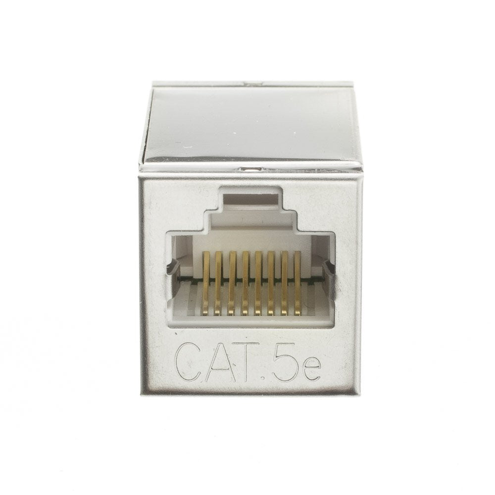 Shielded Cat5E Inline Coupler, Silver, Rj45 Female