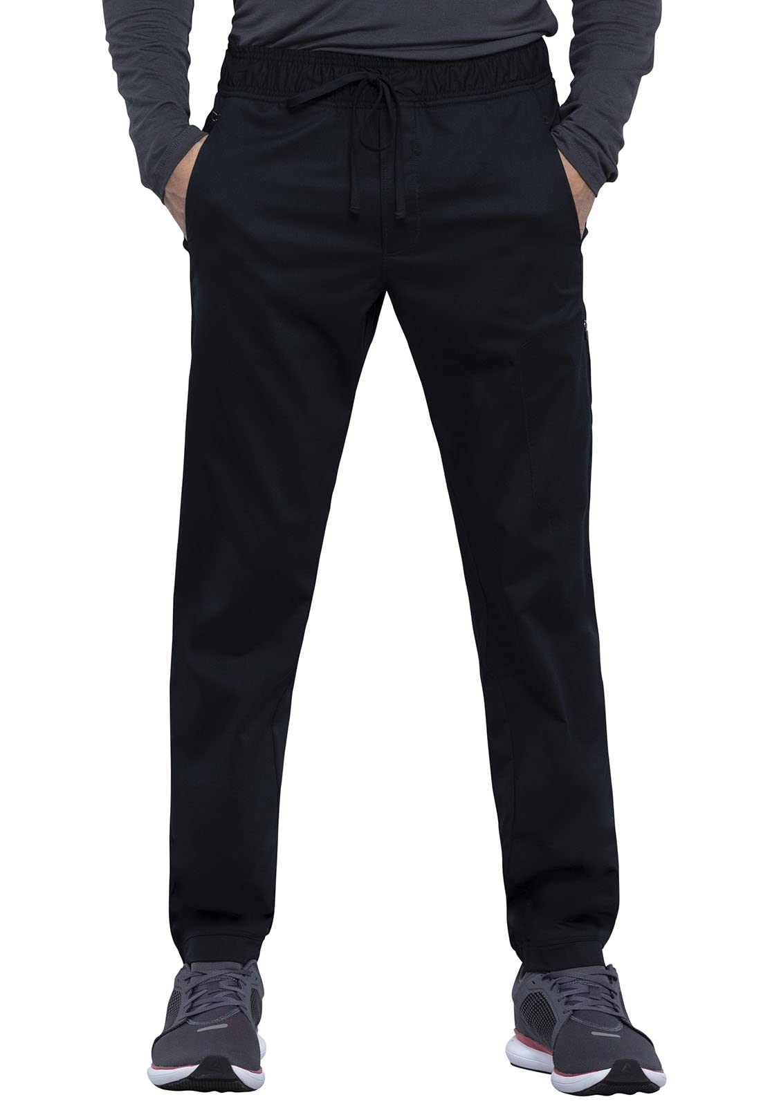 Cherokee Men Scrubs Pant Workwear Revolution Natural Rise Jogger Plus Size Ww012S, 3Xl Short, Black