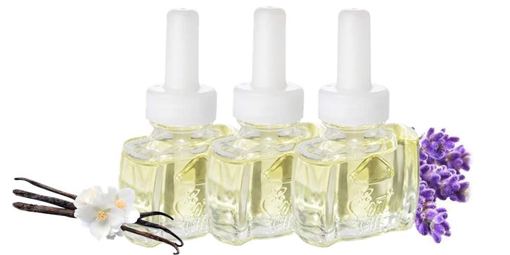 Scent Fill 100% Natural Lavender Vanilla Plug In Air Freshener, Scented Oil Refills, 3 Refills