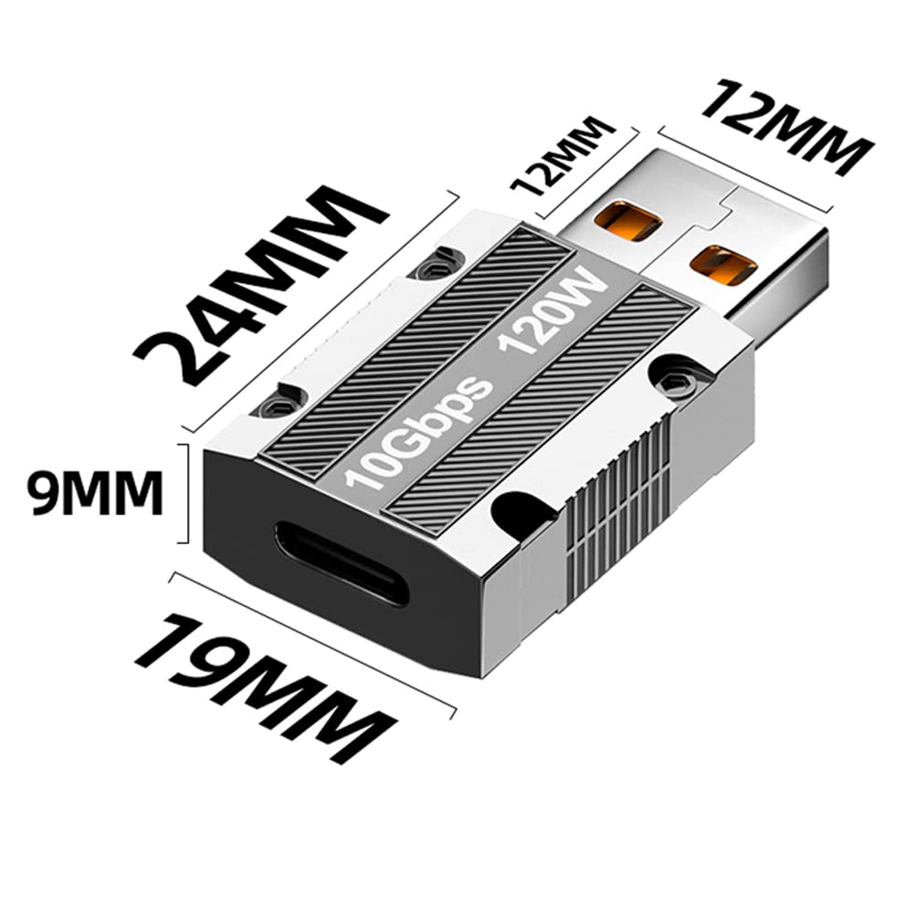 Wlgq 10Gbps Usb C Female To Usb Male Adapter, Zinc Alloy Double Sided Usb A To Type C Adapter With10Gbps High Speed Data Transfer & Pd120W Stable Charging For Laptop Charger Power Bank