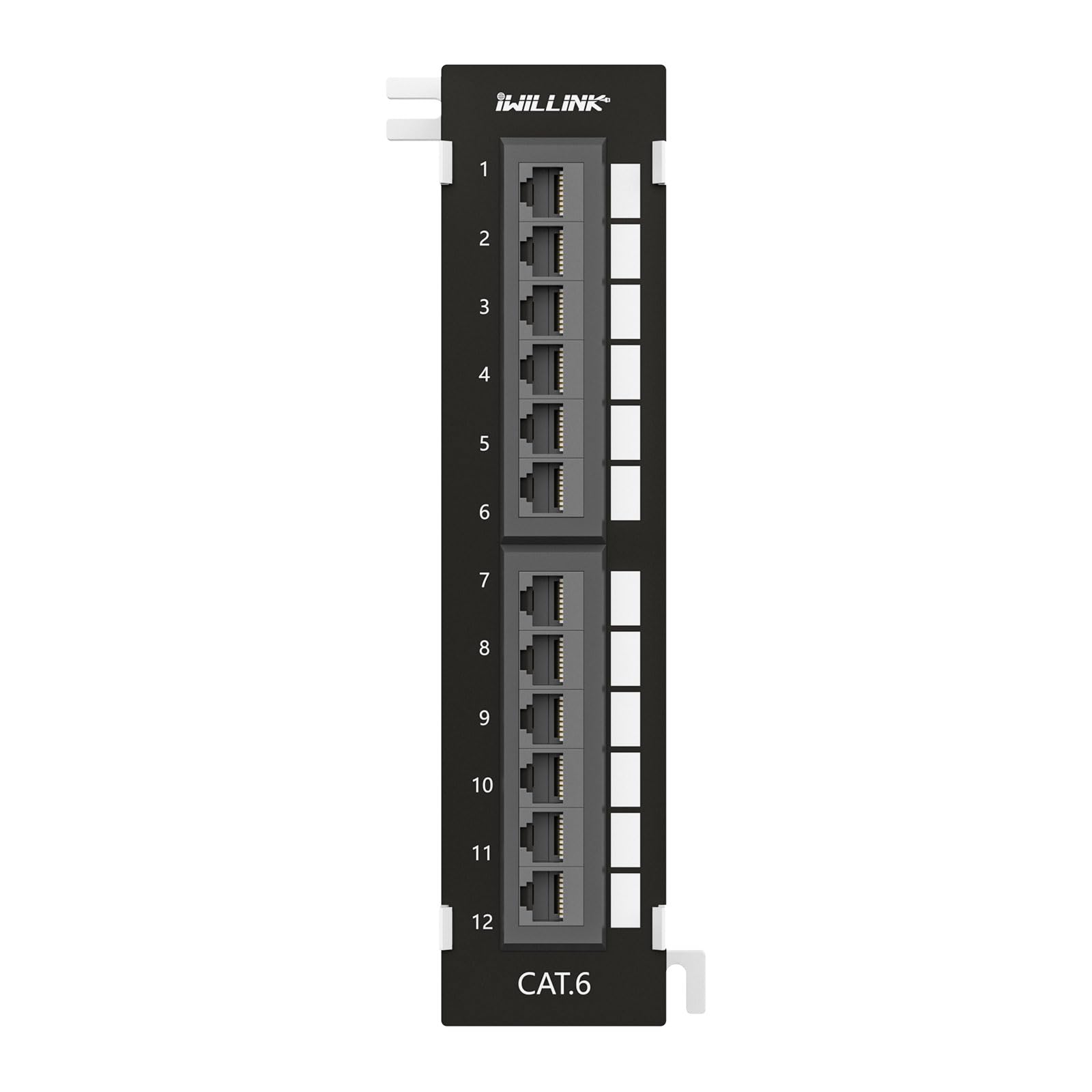 Iwillink 10Gbps Patch Panel 12 Port, Mini 12 Port Vertical Cat6 Patch Panel With Wallmount Bracket Included And 89D Bracket, 568