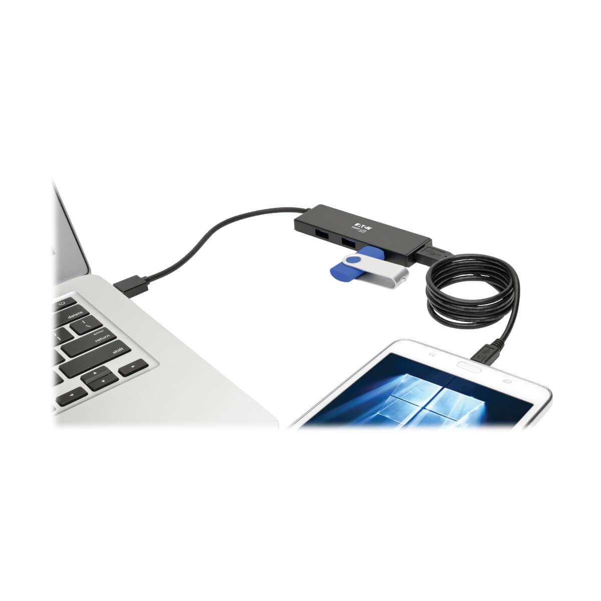 Eaton Tripp Lite 4-Port Portable Slim Usb 3.0 Super Speed Hub With Built In Cable (U360-004-Slim)