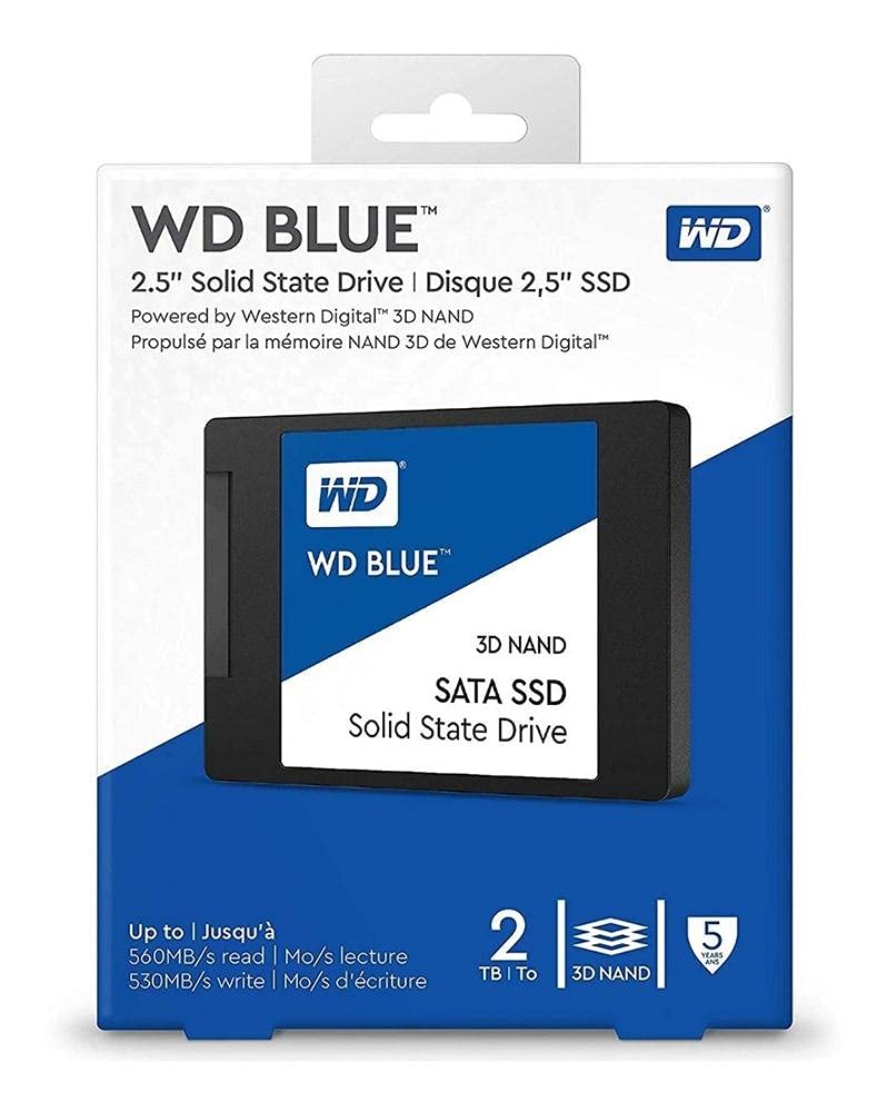 Western Digital 2Tb Wd Blue 3D Nand Internal Pc Ssd   Sata Iii 6 Gb/S, 2.5''/7Mm, Up To 560 Mb/S   Wds200T2B0A, Solid State Hard