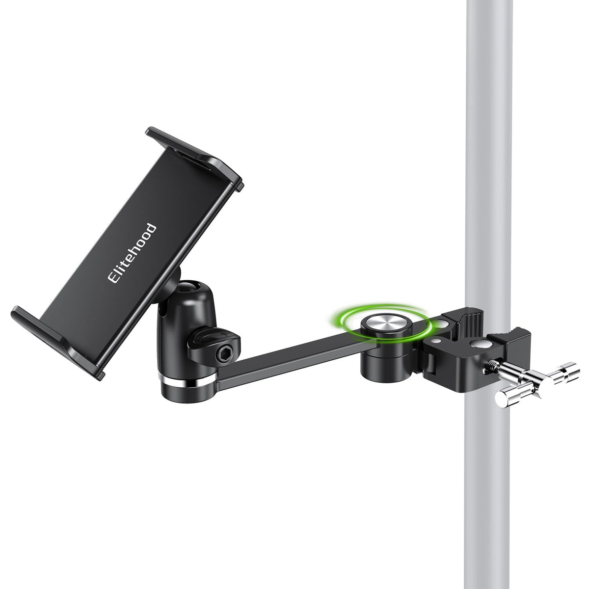 Elitehood 8.5In Long Arm Ipad Holder For Mic Stand, 360� Adjustable Aluminum Mic Stand Tablet Holder, Microphone Music Stand Mount & 1/4 Ipad Tripod Mount For Ipad, Iphone, Android 4 13In Tablets