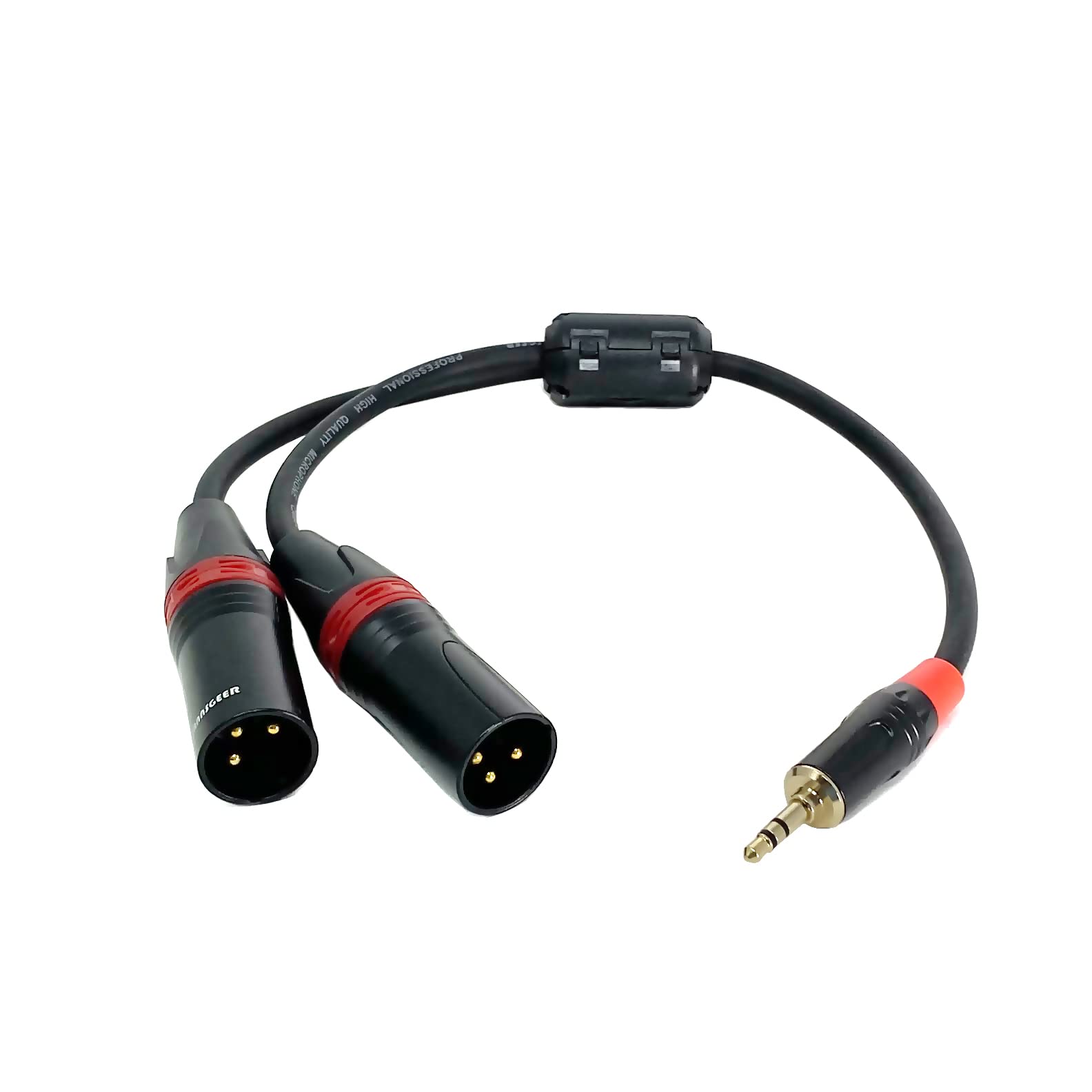 Rannsgeer 3.5Mm Trs Stereo To Dual Xlr Male Y Splitter Cable R7C0A (12 Inch)