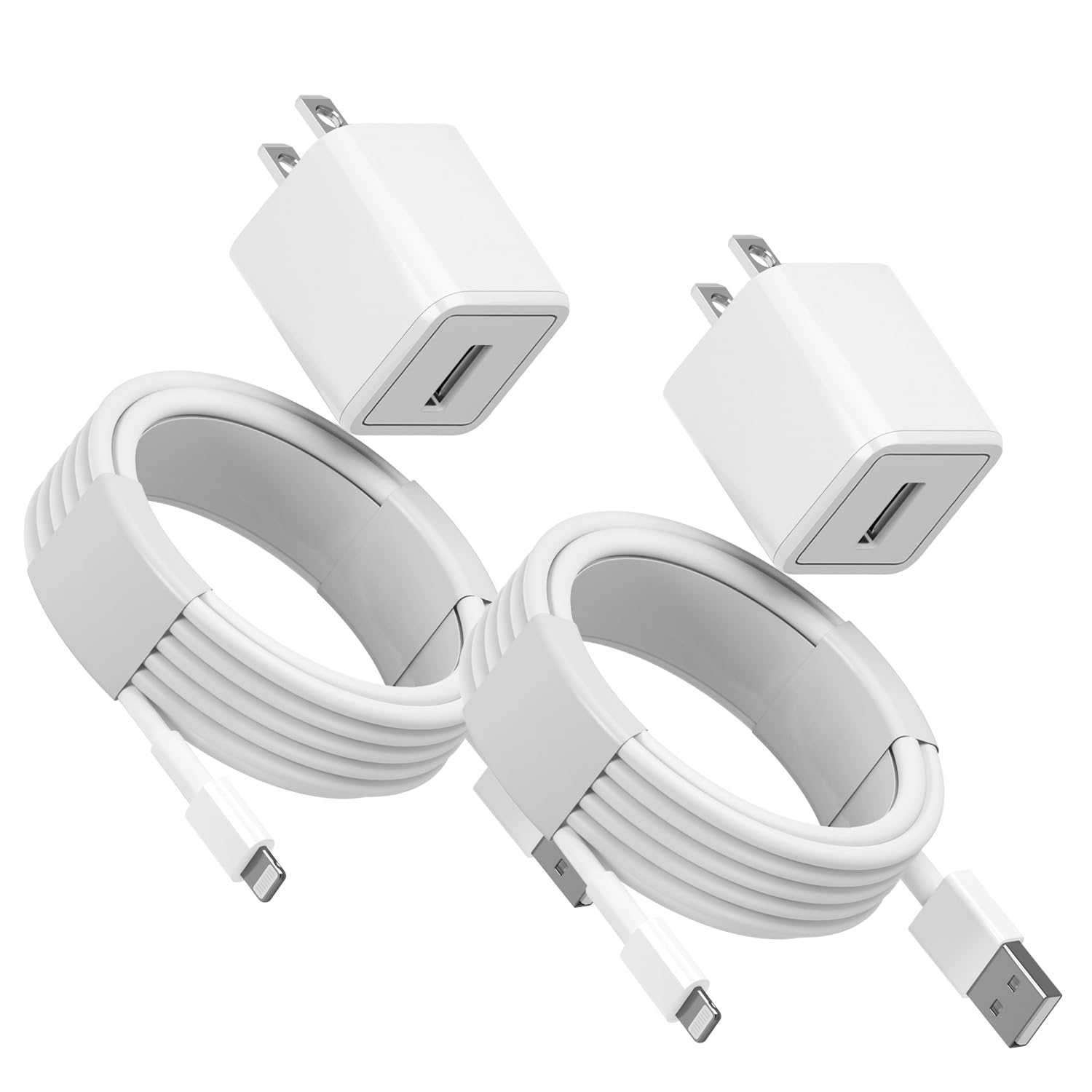 Quigg Cube Iphone Charger [Mfi Certified] 2Pack 6Ft Lightning Cable Fast Charging Cord Usb Wall Chargers Block Travel Plug Adapt