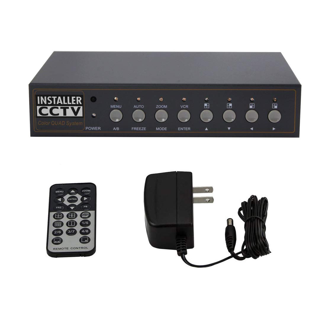 Installercctv Video Quad Color 8Ch Multiplexer, Remote Control And Free 1Amp Power Adapter�