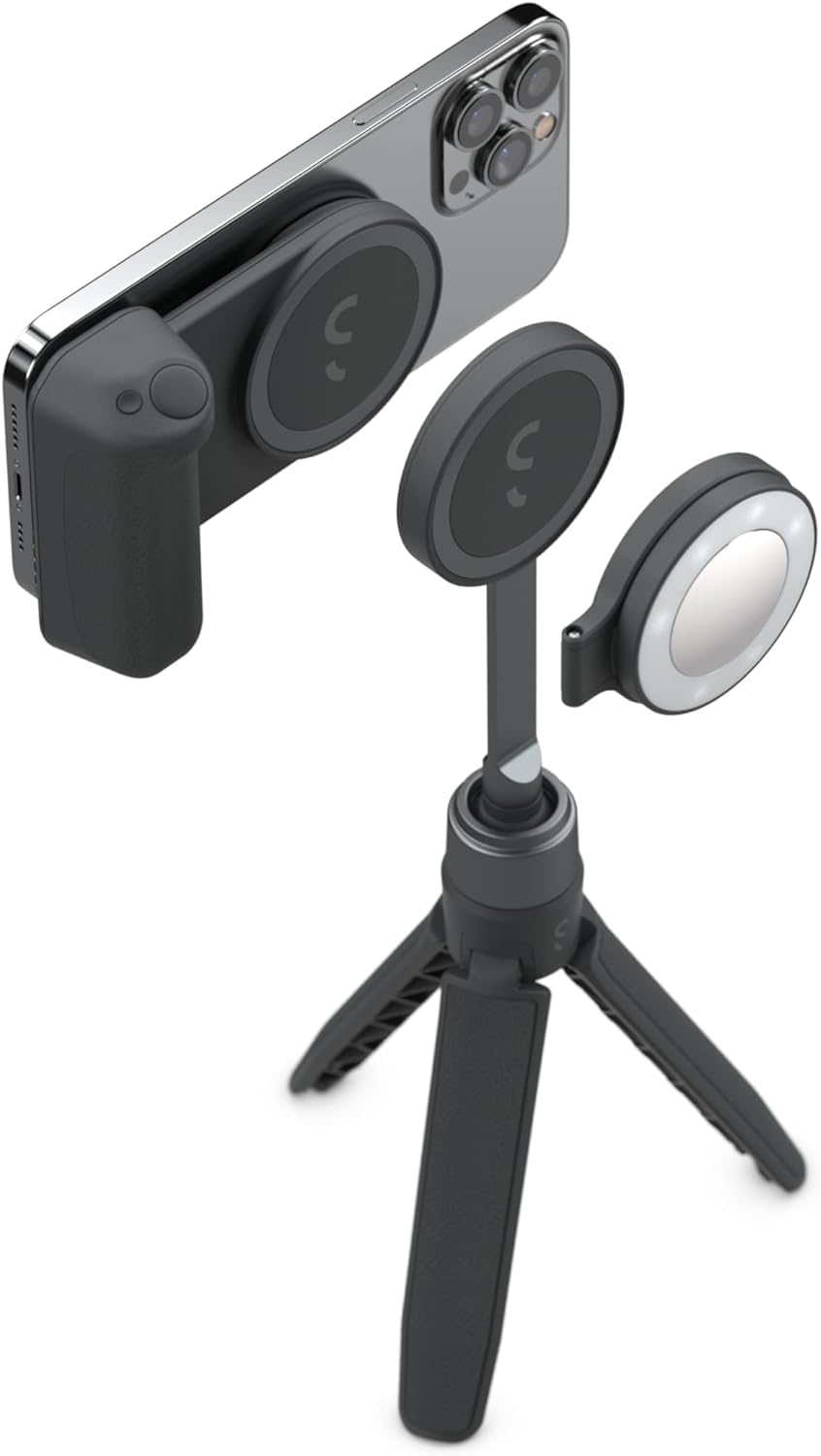 Shiftcam Snapgrip Creator Kit   Includes Snapgrip, Snaplight, Snappod And Carry Pouch   Magnetic Mount Snaps On To Any Phone | M