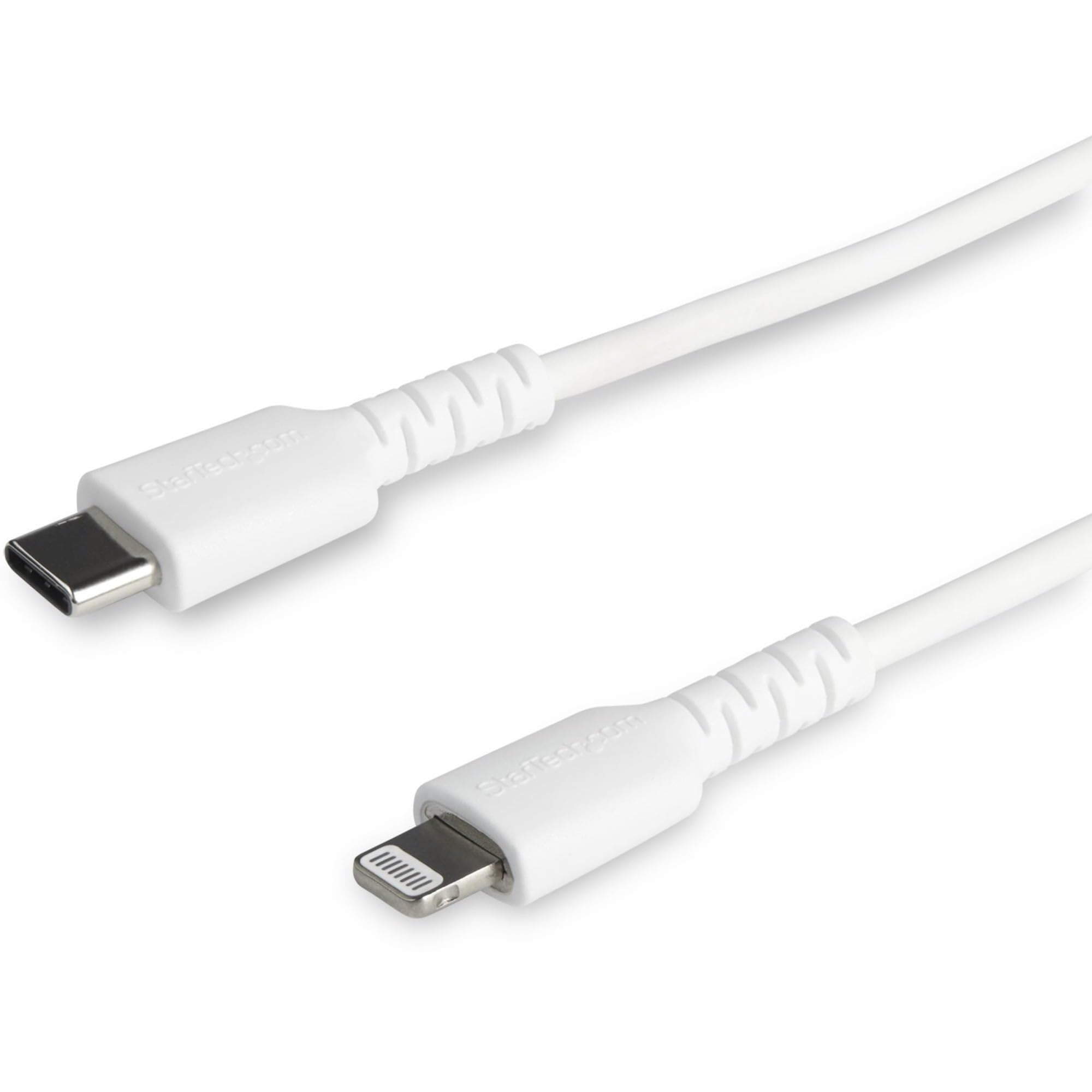 StarTech.com 6 Foot (2m) Durable White USB-C to Lightning Cable - Heavy Duty Rugged Aramid Fiber USB Type C to Lightning Charger
