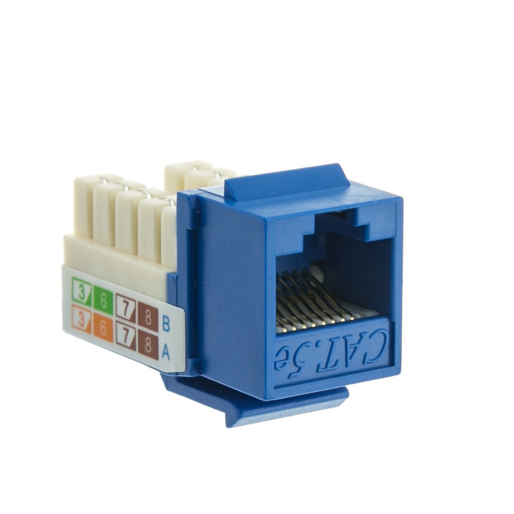 Cablewholesale Cat5E Keystone Jack, Rj45 Female (Utp) To 110 Punch Down Connector, Blue