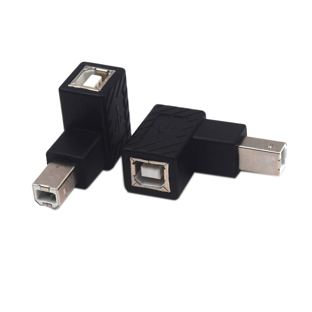 Kework 2 Pack Usb Type B 2.0 Extender, 90 Degree Up Angle Usb B Male To Female Printing And Data Transferring Extension Adapter Connector For Printer Scanner Hdd (Usb B & Up)