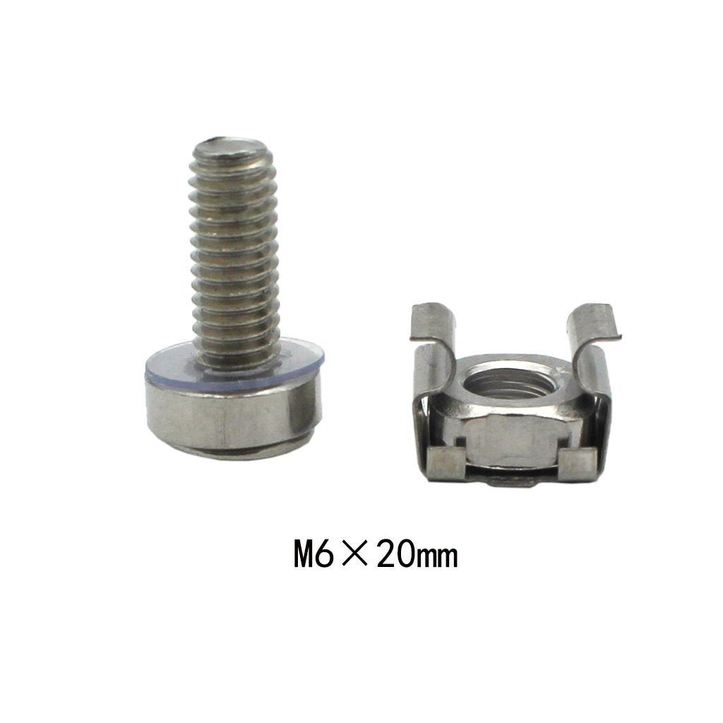Raogoodcx 50 Sets M6 Square Hole Hardware Cage Nuts & Mounting Screws Washers For Server Rack And Cabinet (M6 X 20Mm)(Screw+Wash