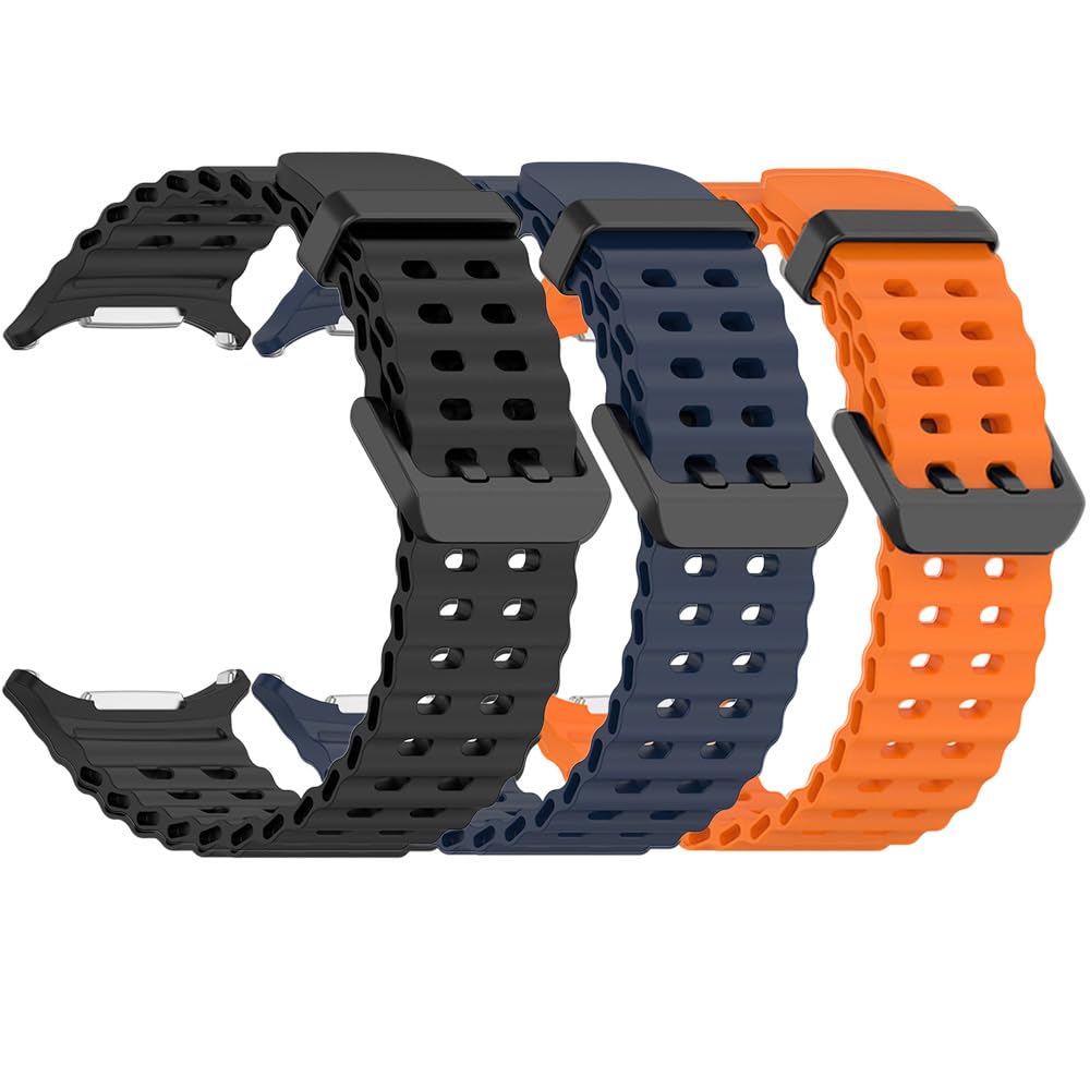 Eanwireless Compatible For Samsung Galaxy Watch 7 Ultra Band 47Mm, (3 Pack) Soft Ocean Silicone Sport Strap Replacement Accessor