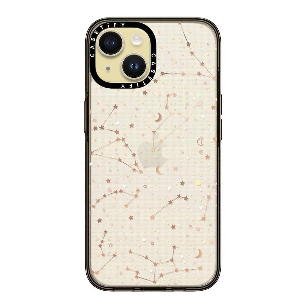 Casetify Compact Case For Iphone 15 [2X Military Grade Drop Tested / 4Ft Drop Protection]   Space Pattern On Clear Background