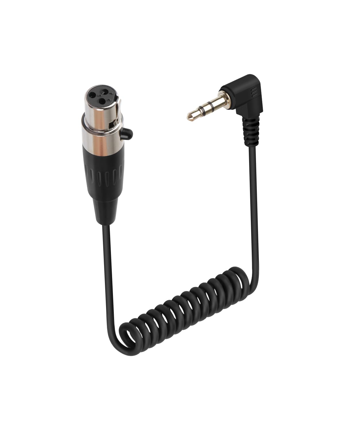 RIIEYOCA 3.5mm to Mini XLR Coiled Cable, Right Angle 3 Pin Mini XLR Female to 1/8 Inch mini Jack TRS Stereo Male Microphone Audi