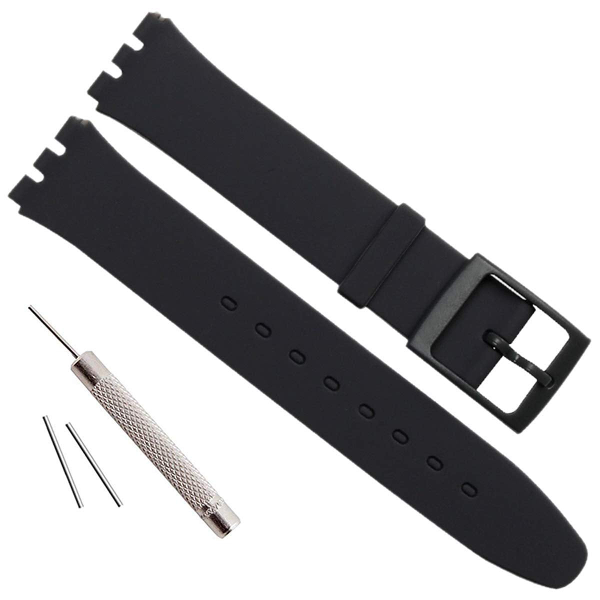 Greenolive Ultra Thin Replacement Waterproof Silicone Rubber Watch Strap Watch Band For Swatch Skin Series (16Mm, Black)