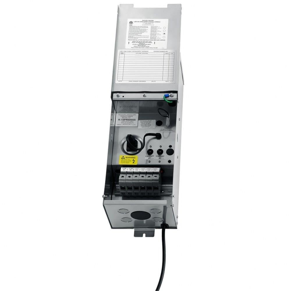 Kichler Pro Series Transformer 600W in Stainless Steel, Low Voltage Outdoor Lighting Power Supply, 15PR600SS