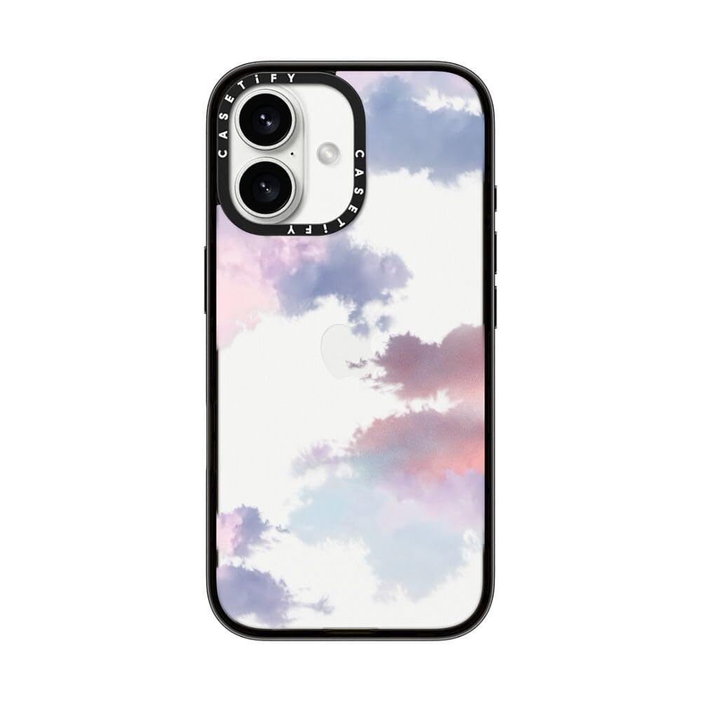 Casetify Compact Case For Iphone 16 [Lightweight / 4 Ft. 2X Military Grade Drop Protection/Slim]   Clouds   Clear Black
